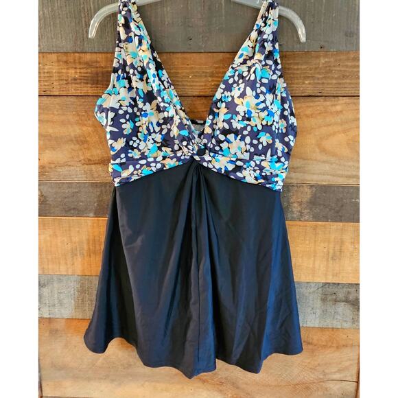CARIBBEAN SAND Women's Plus Sz 20W Tropical One Piece Swimsuit Swim Dress Beachy - Picture 1 of 6